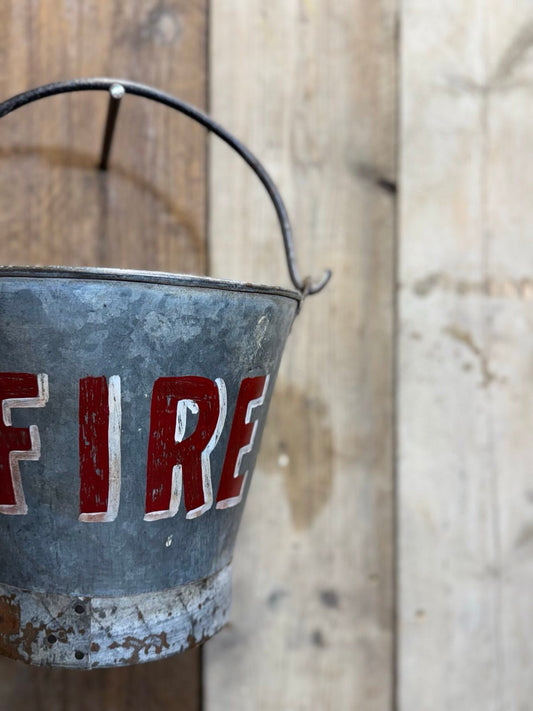 Vintage Galvanised Fire Bucket Log Basket / Plant Pot