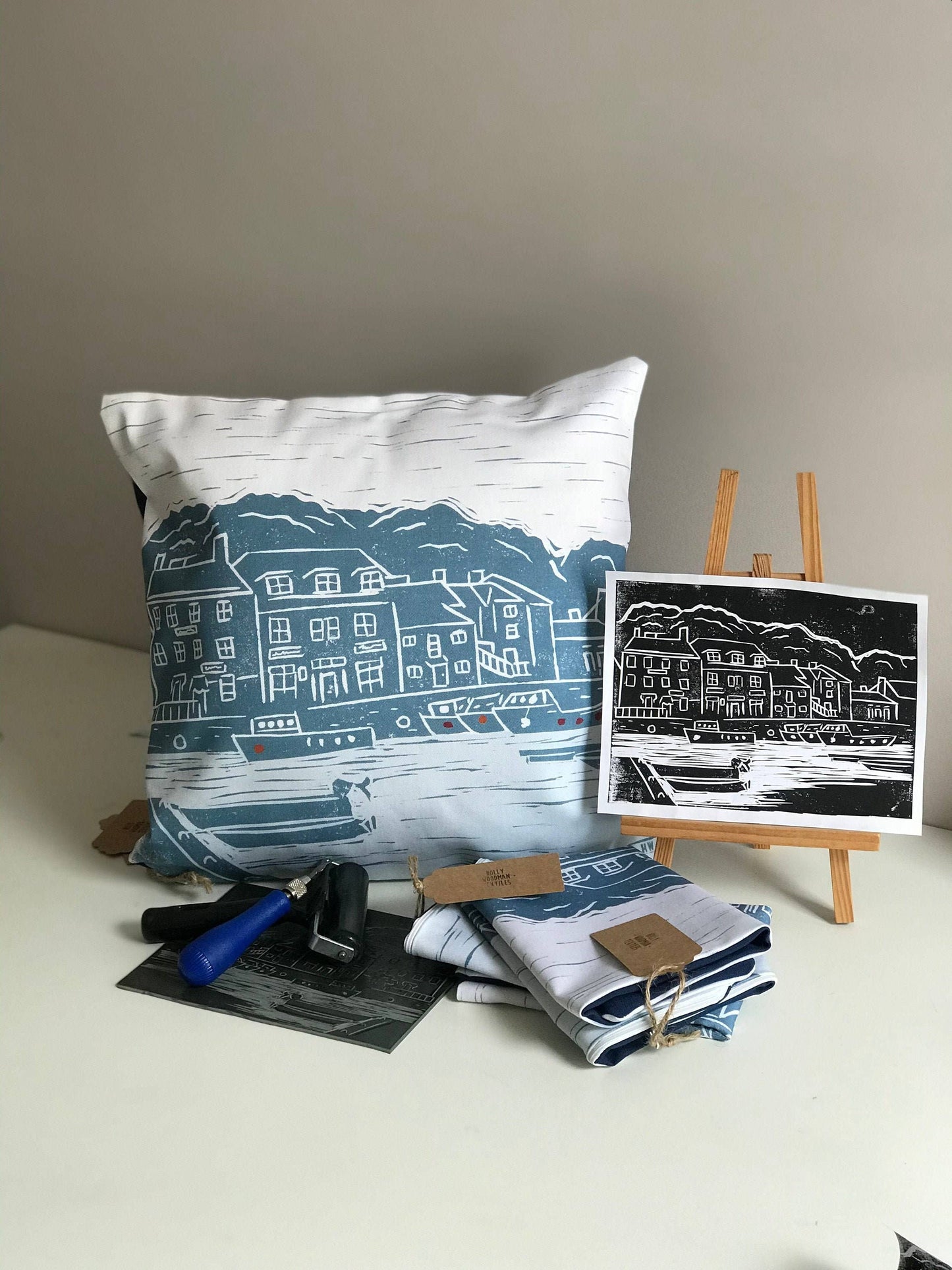 Padstow Lino Print Cushion