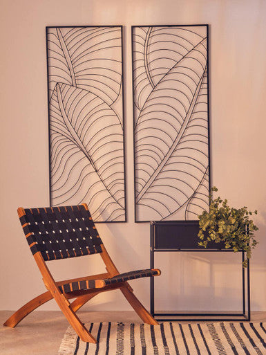 Trento Small Black Leaf Design Wall Art