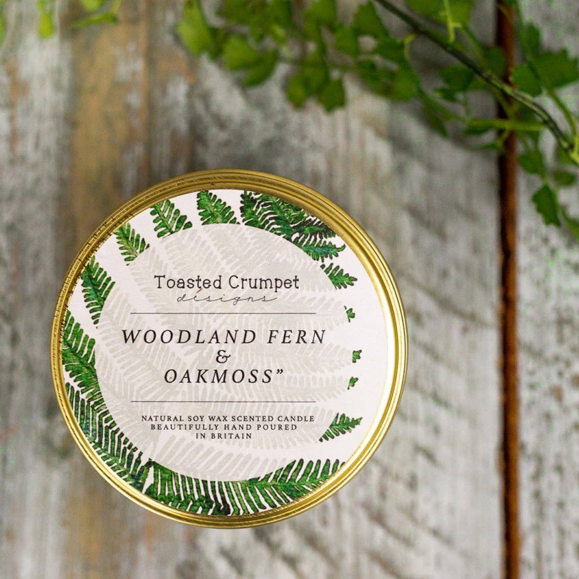 Woodland Fern & Oakmoss Candle in a Matt Gold Tin
