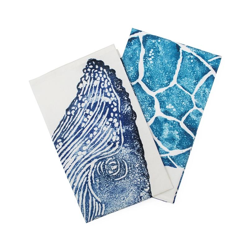 Whale & Turtle Tea Towel set/2 by Bliss Home