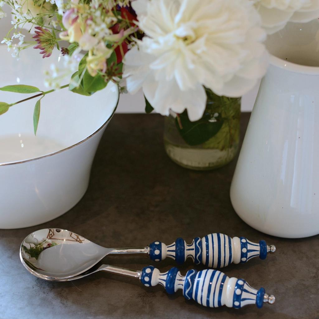 Hand Painted Serving Spoon Set by Blue & White Co
