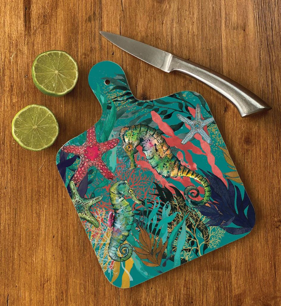 Small Seahorse & Starfish Chopping Board by Dollyhotdogs