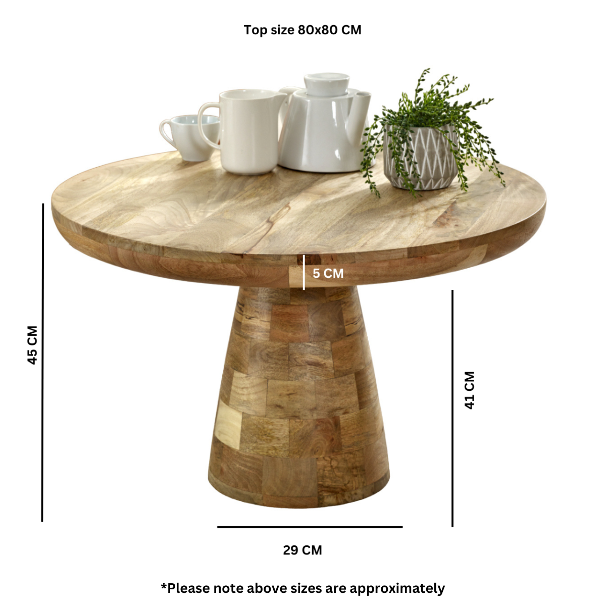 Merlin Mango Wooden Round Coffee Table Mushroom Style
