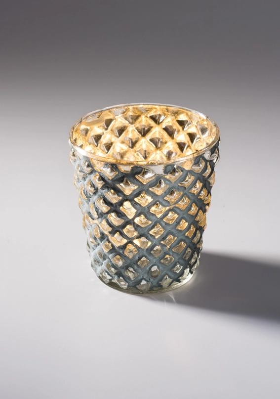 Silver/Grey Diamond Finish Tealight Holder
