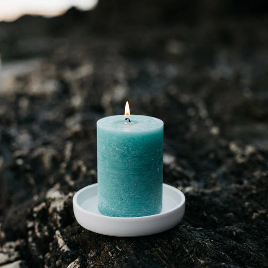 Sea Moss & Driftwood Fragranced Coloured Pillar