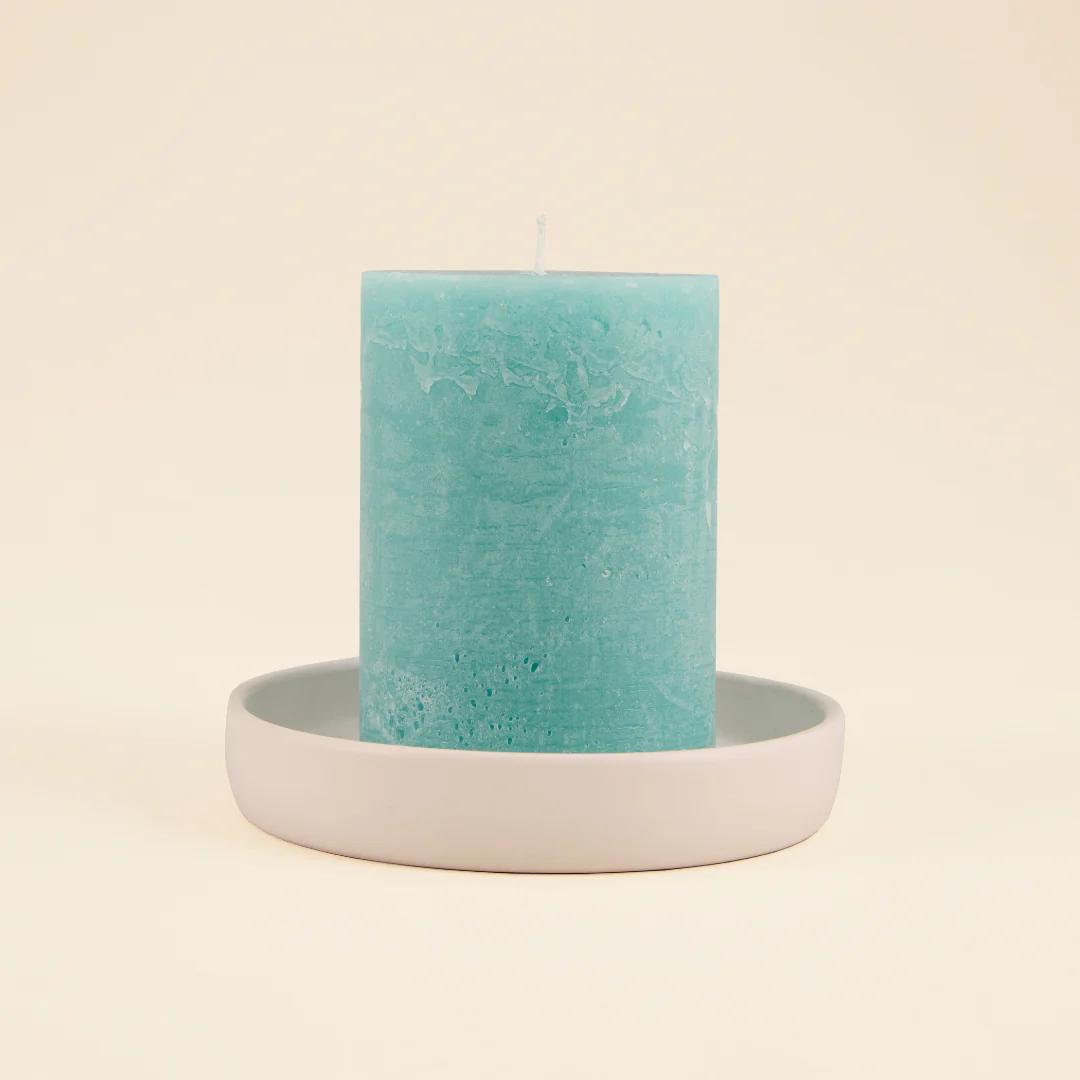 Sea Moss & Driftwood Fragranced Coloured Pillar