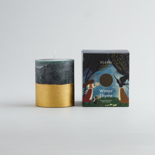 Winter Thyme Gold Half-Dipped Pillar