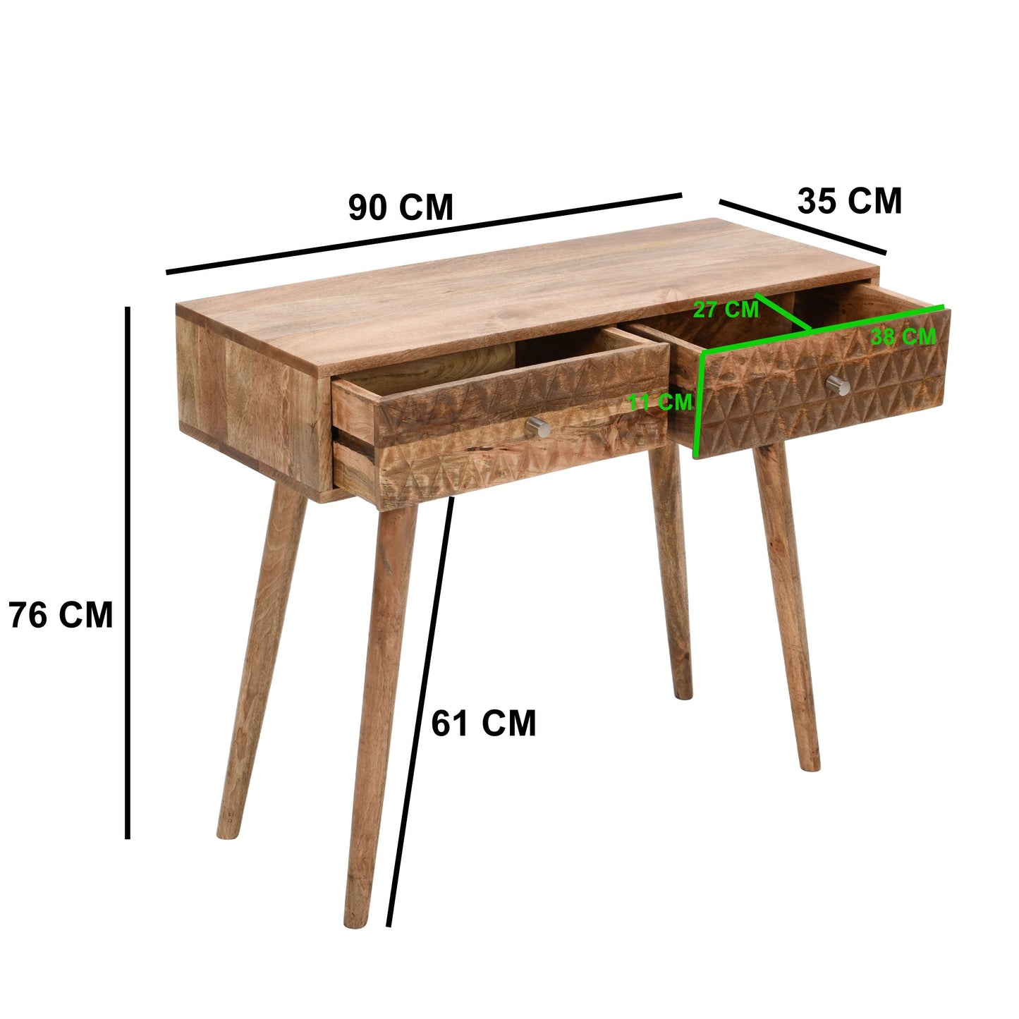 Marlow Light Mango Wood Console Table with 2 Drawers