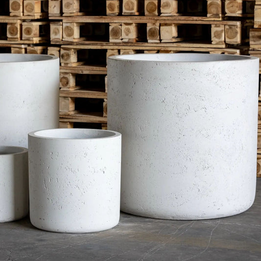 Aurella | White Mist – 70cm X Large Concrete Cylinder Planter
