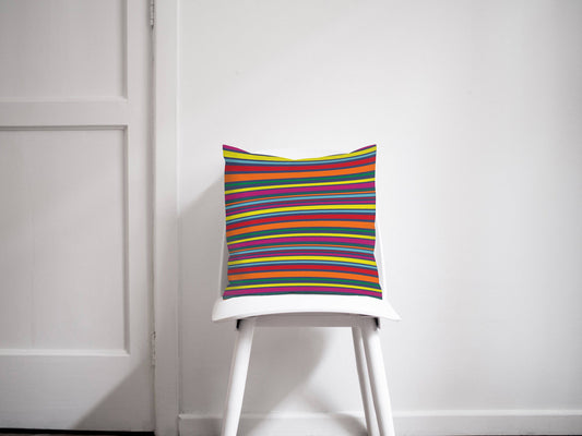 Rainbow Striped Design Cushion, Throw Pillow