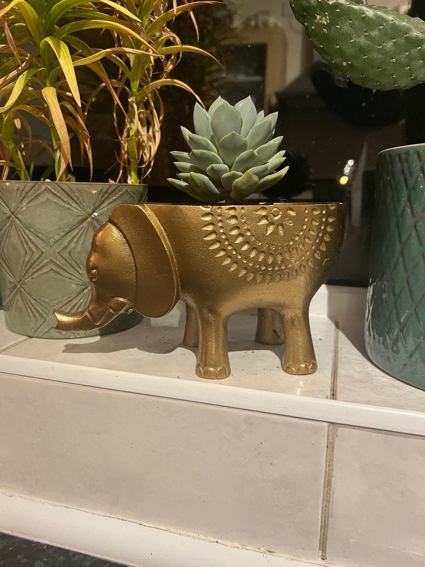 Elephant Planter Solid Cast Brass Metal Plant Pot