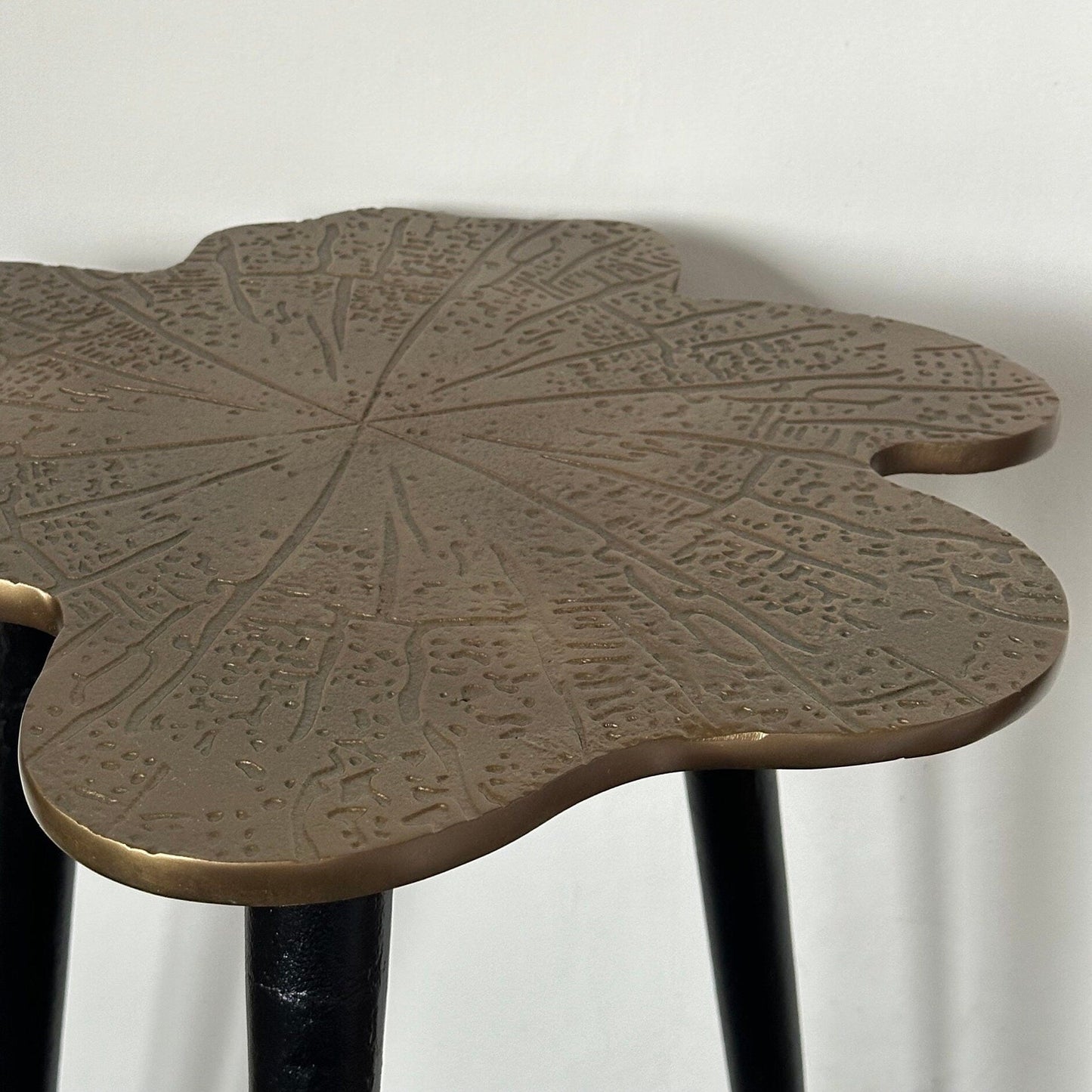 Bronze Brass Leaf Bedside Coffee Side Table