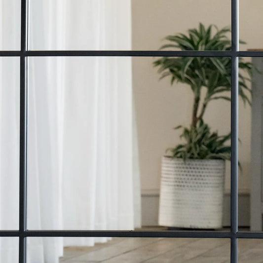 Kyō - Full Length Black Metal Rectangle Lattice Grid Mirror - 180cm x 105cm