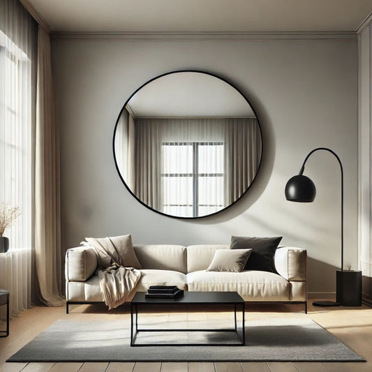 Rei - Extra Large Round Black Metal Circle Mirror - 120cm x 120cm