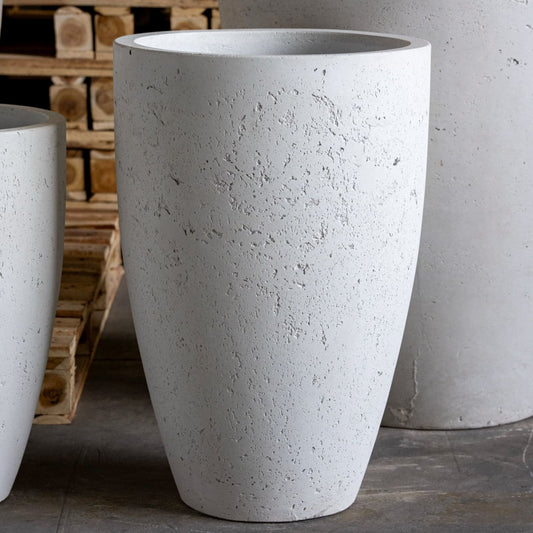 Vessara | White Mist – 52cm Large Tall Concrete Planter