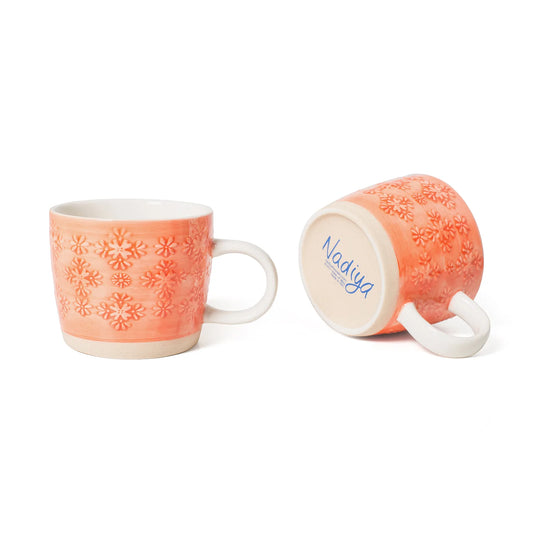 Embossed Mug (x2) Set in Red by Nadiya Hussain