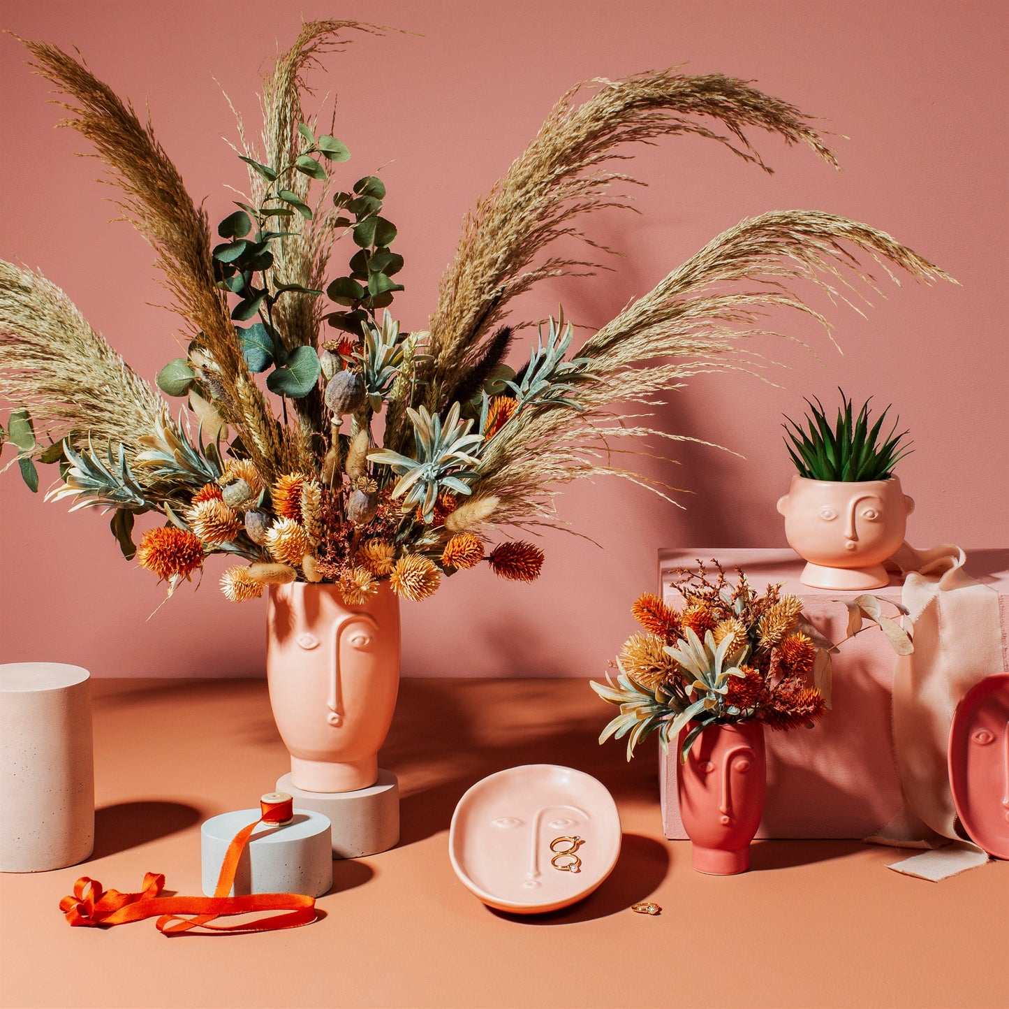 Red Abstract Face Mini Vase by Sass and Belle