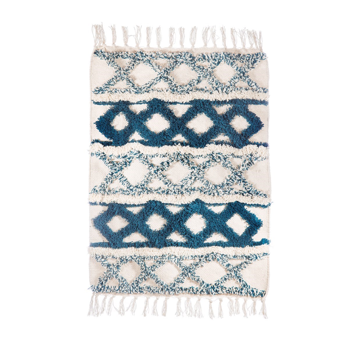 Sass and Belle Blue Scandi Boho Zigzag Rug
