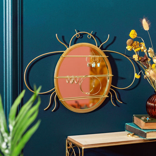 Sass and Belle Gold Bee Mirror & Jewellery Hanger