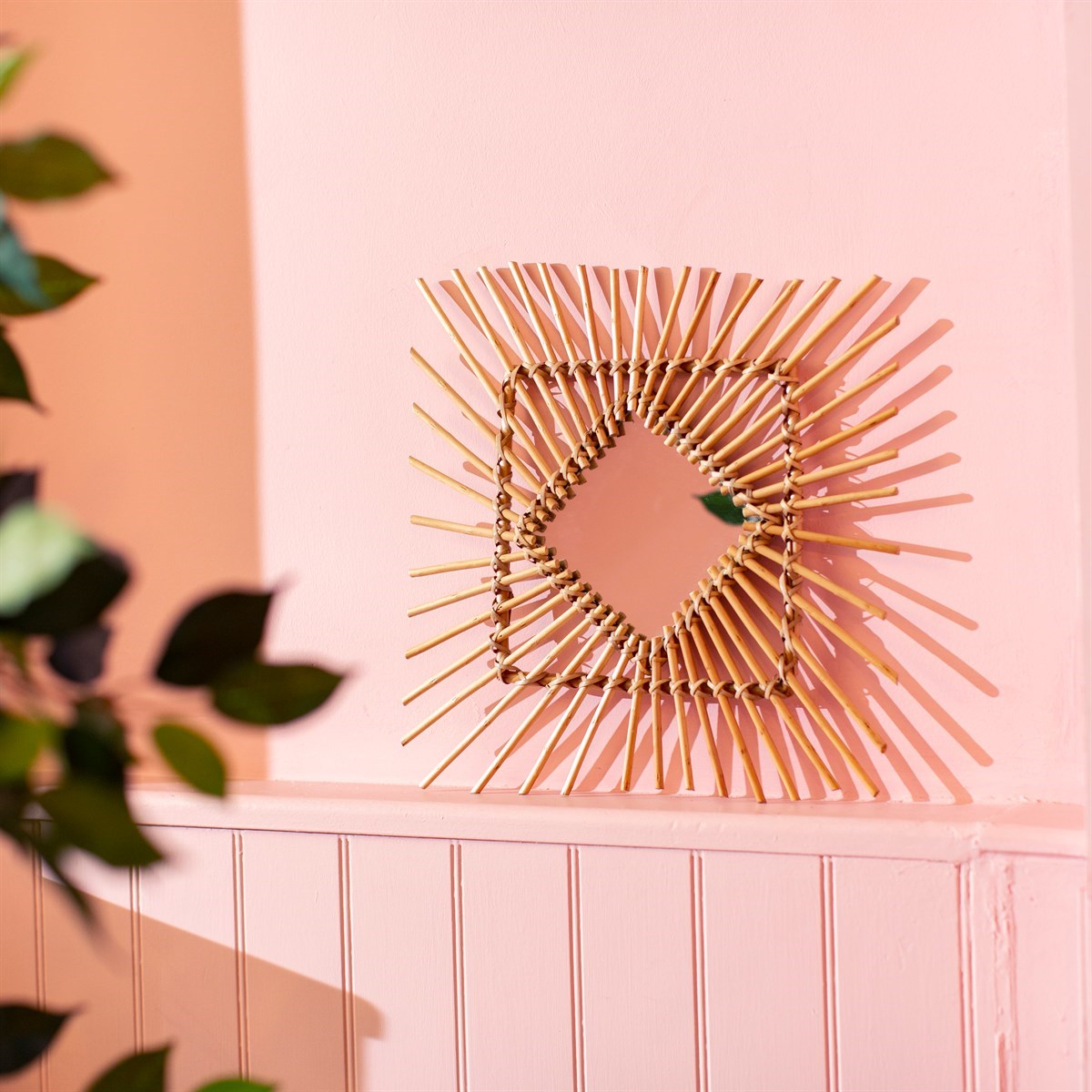 Sass and Belle Rattan Square Sunburst Mirror