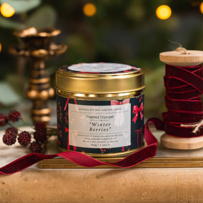 Winter Berries Candle in a Matt Gold Tin