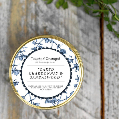 Oaked Chardonnay & Sandalwood Candle in a Matt Gold Tin