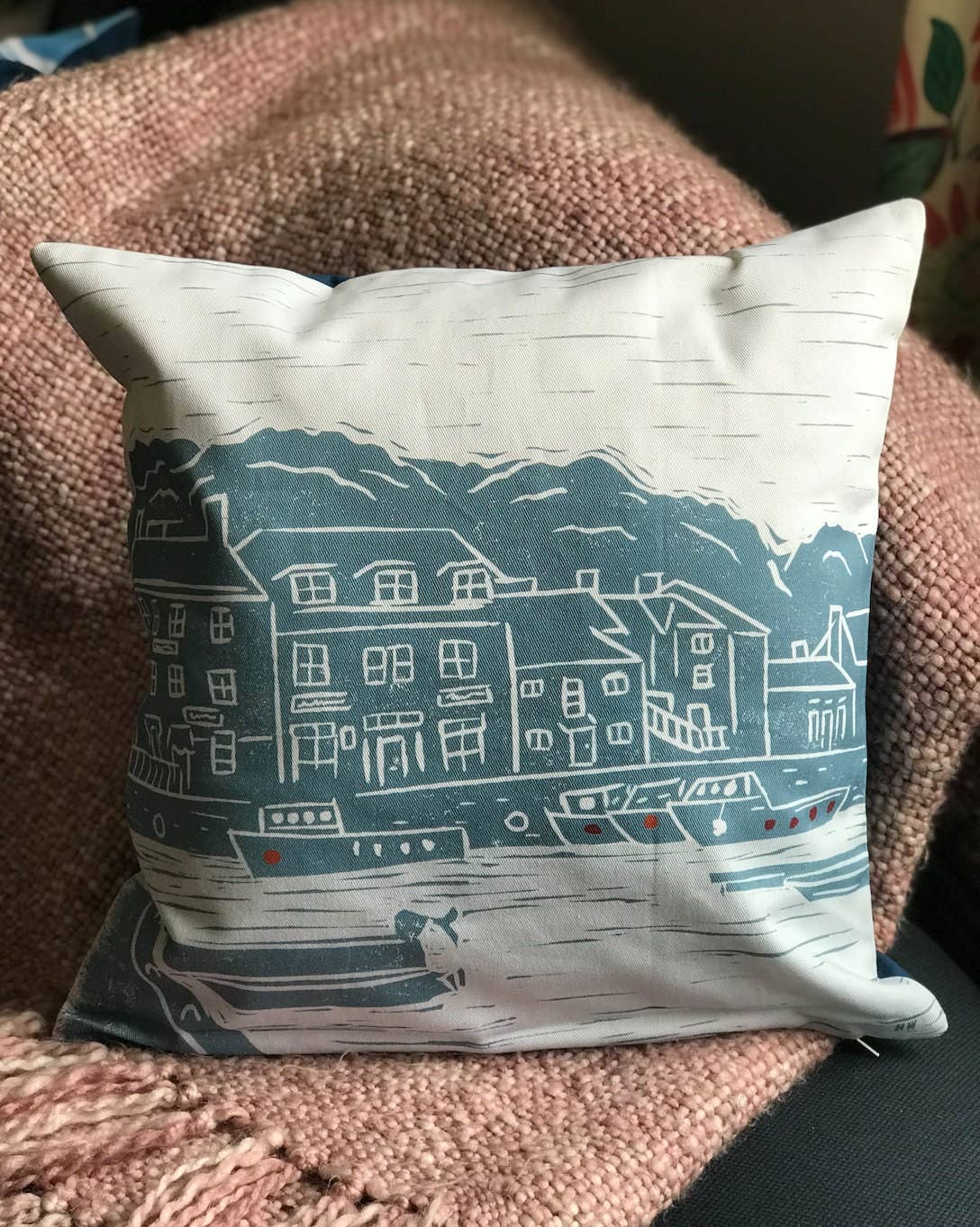 Padstow Lino Print Cushion