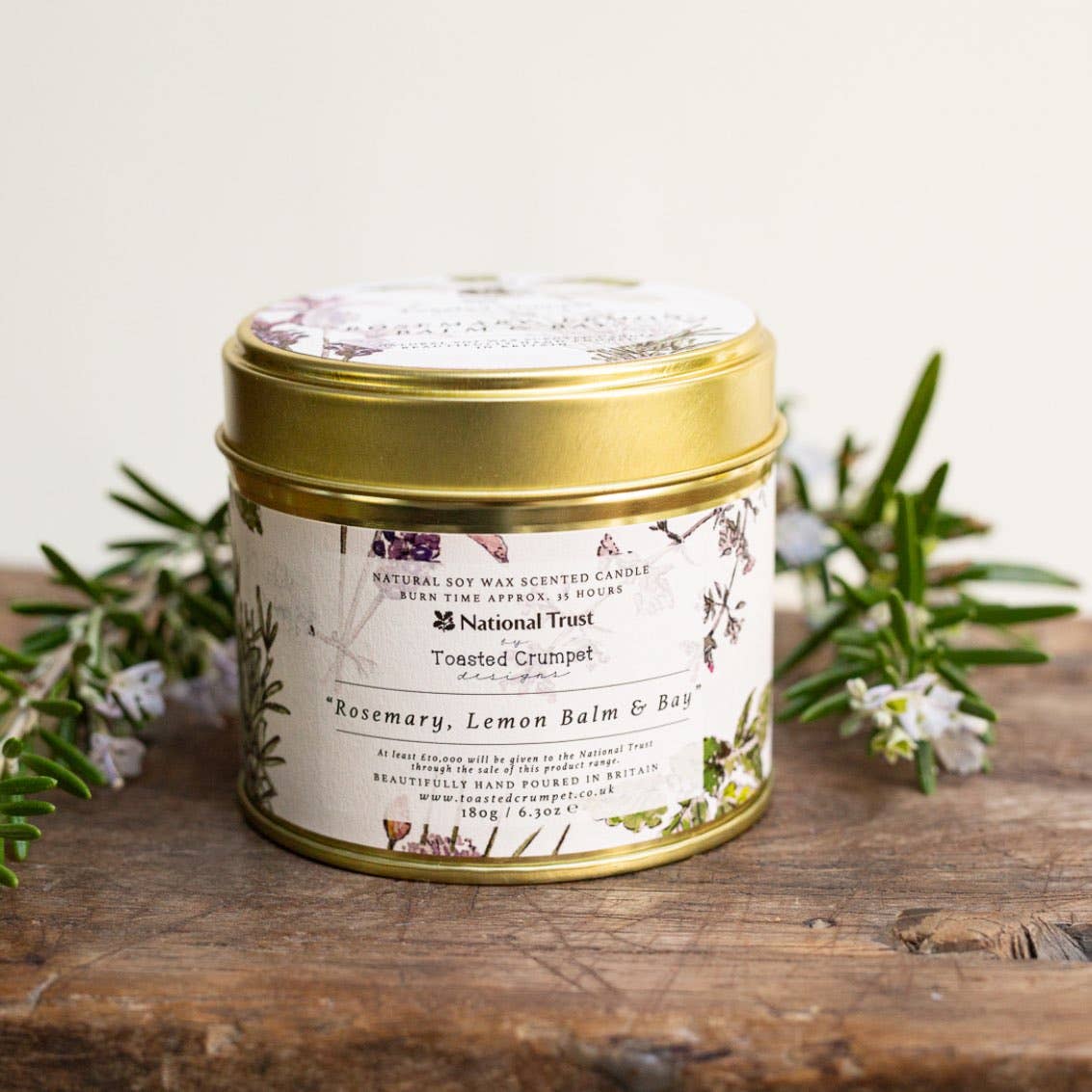 Rosemary, Lemon Balm & Bay Candle in a Matt Gold Tin