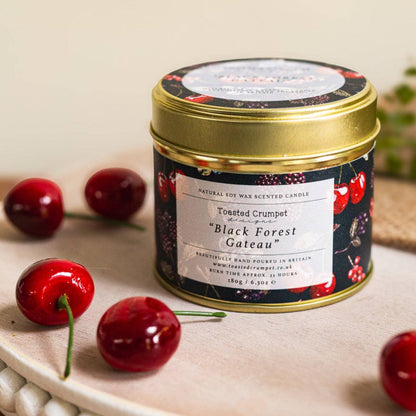 Black Forest Gateau Candle in a Matt Gold Tin