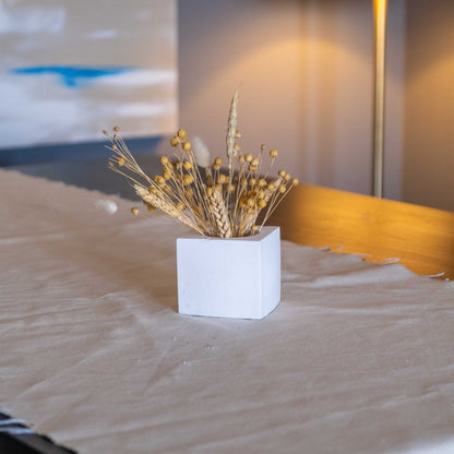 White Concrete Square Pot