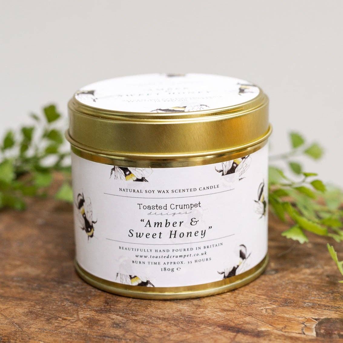 Amber & Sweet Honey Candle in a Matt Gold Tin