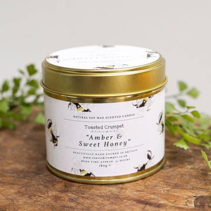 Amber & Sweet Honey Candle in a Matt Gold Tin