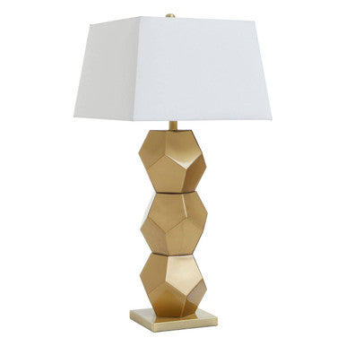 Eleri Gold & White Geometric Table Lamp