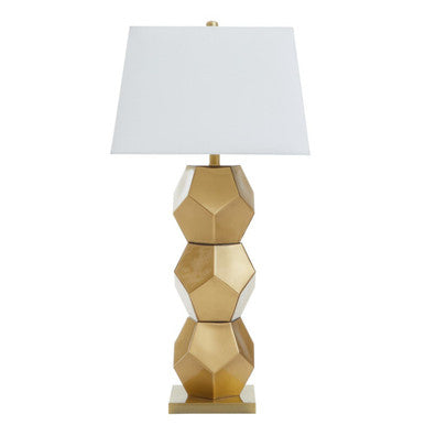 Eleri Gold & White Geometric Table Lamp