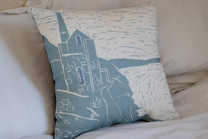 Cornish Tin Mine Lino Print Cushion