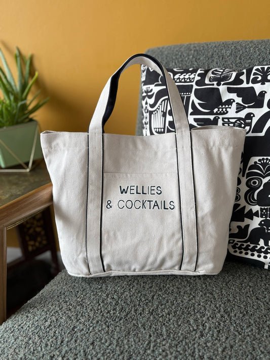 Wellies & Cocktails Heatherfall Tote Bag - Mini / Oxford Blue