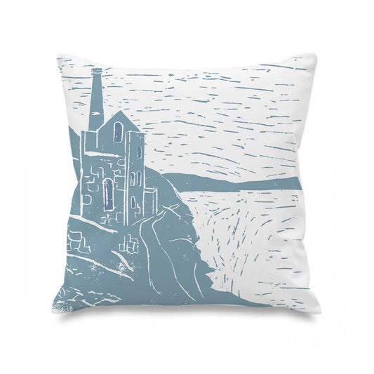 Cornish Tin Mine Lino Print Cushion