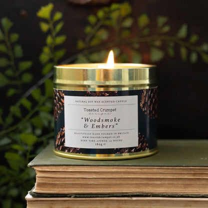 Woodsmoke & Embers Candle Matt Gold Tin
