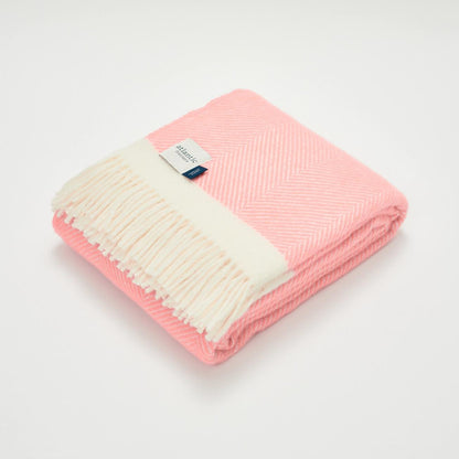 Herringbone Wool Blanket Candy Floss Pink