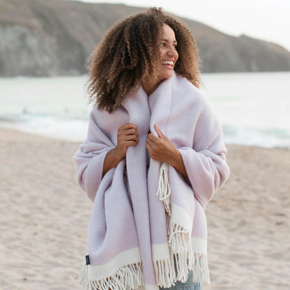 Herringbone Wool Blanket Lilac