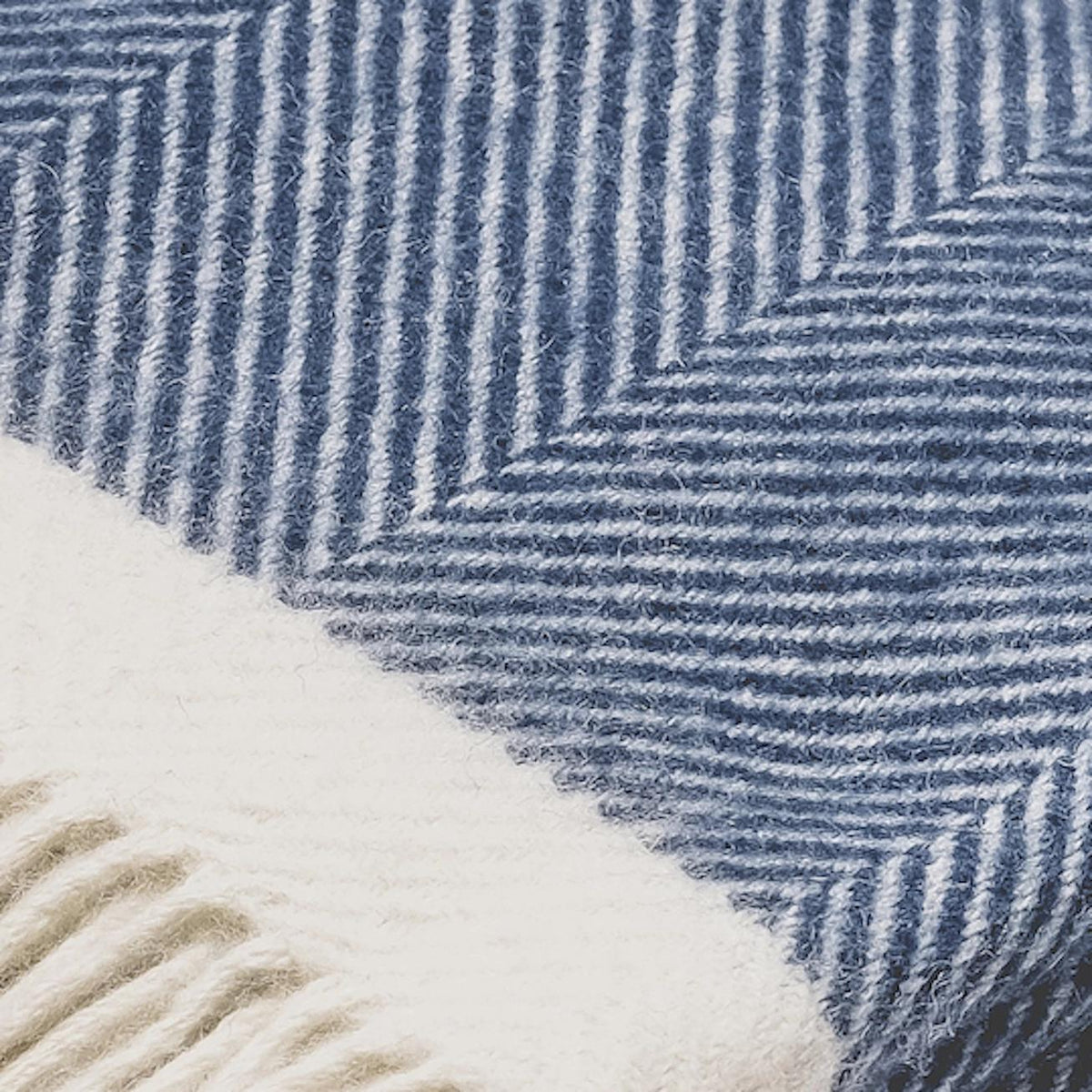 Herringbone Wool Picnic Blanket Sailor Blue