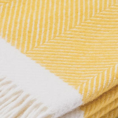 Herringbone Wool Picnic Blanket Sunshine Yellow