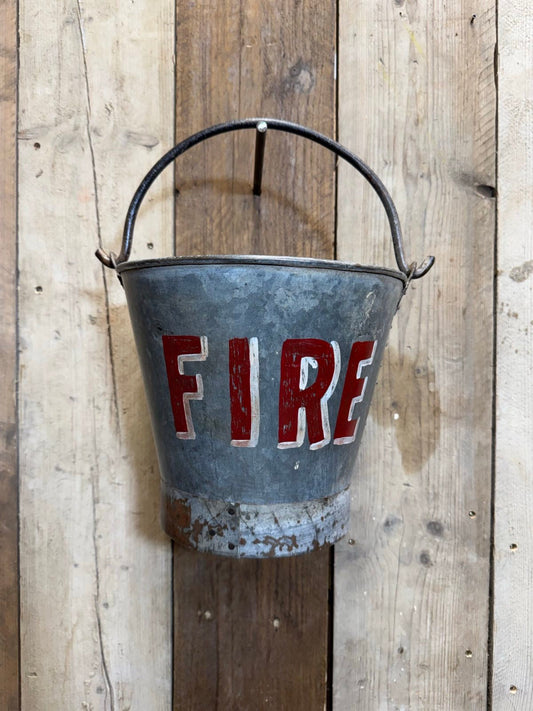 Vintage Galvanised Fire Bucket Log Basket / Plant Pot