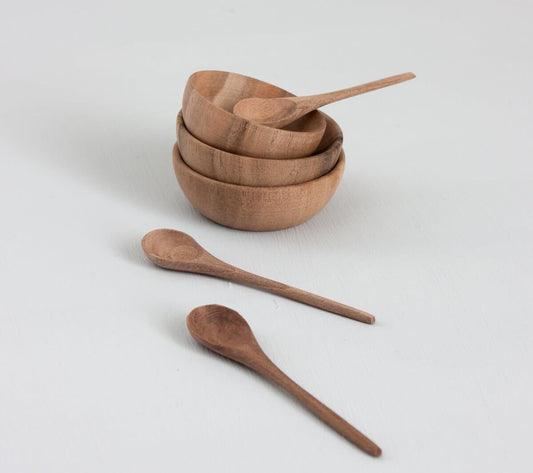 Bohemia Design Walnut Wood Spice Bowl and Spoon - Set of 3