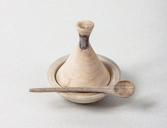 Bohemia Design Mini Walnut Wood Tagine Spice Pot and Spoon