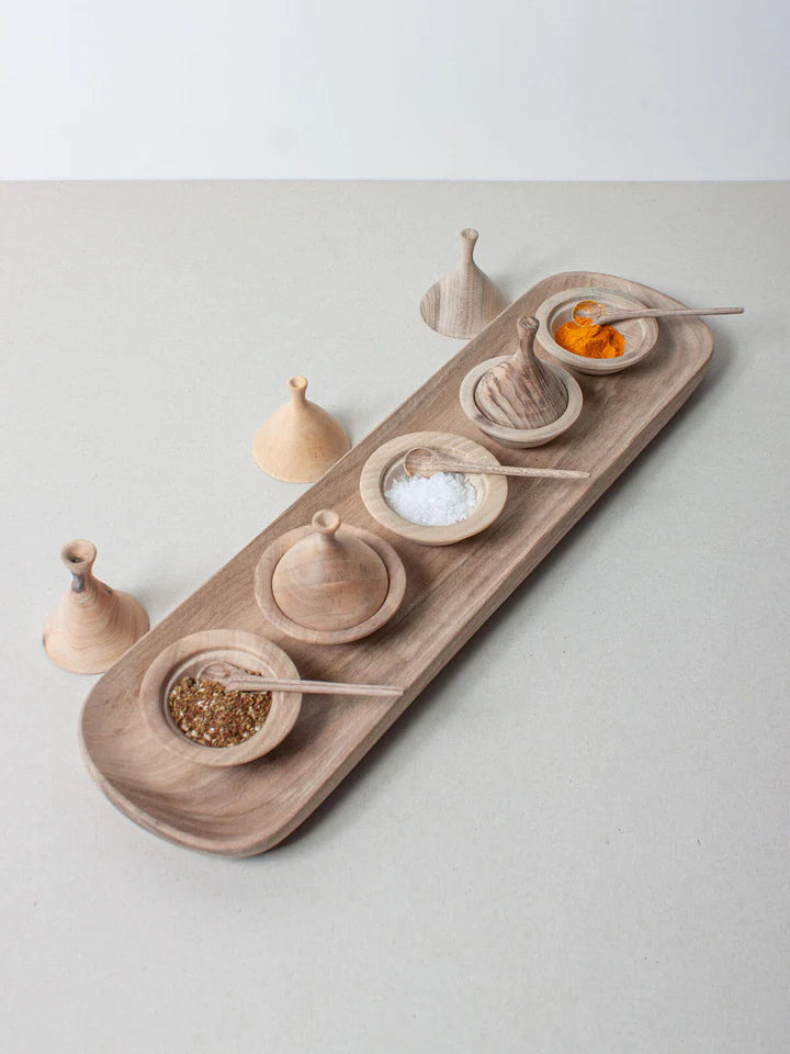 Bohemia Design Mini Walnut Wood Tagine Spice Pot and Spoon