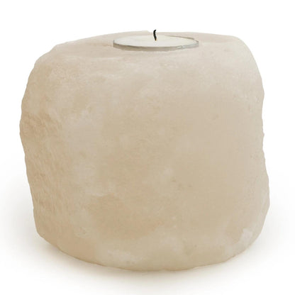 White Himalayan Salt Rock Tealight Holder by Candlelight Home