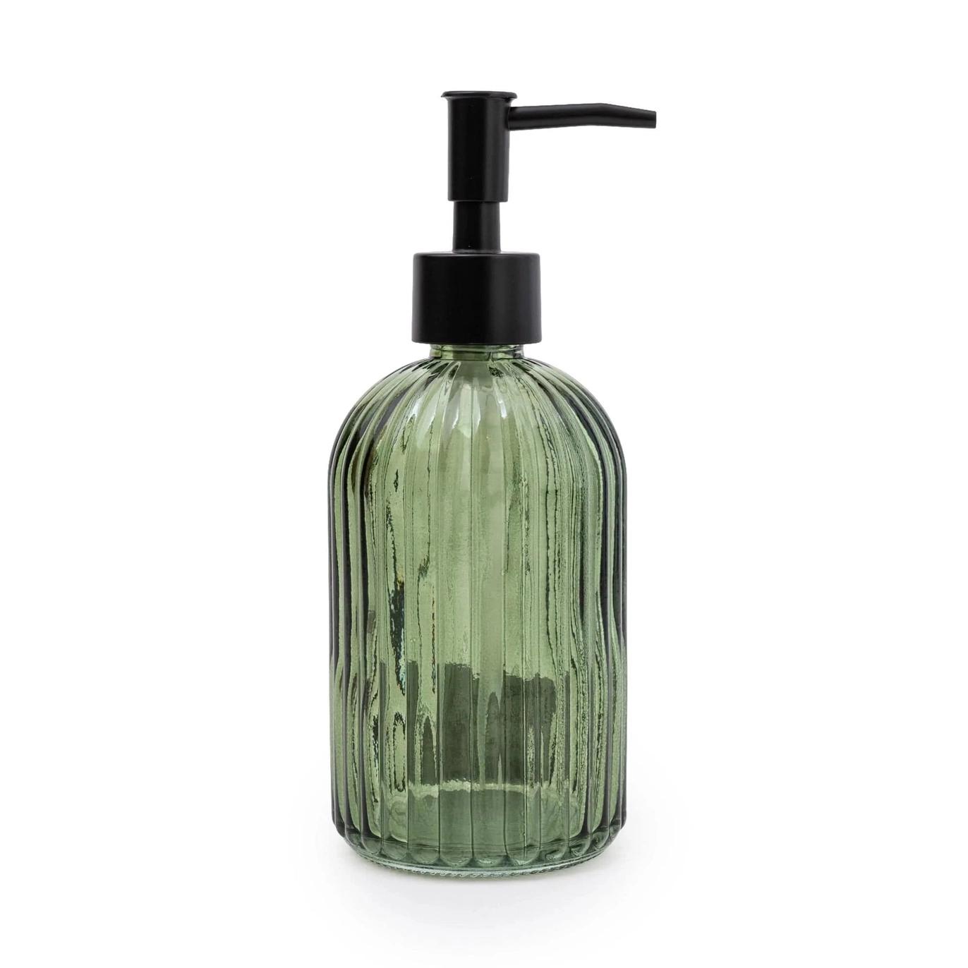 Green Glass Soap Dispenser by Candlelight Home