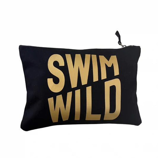 Swim Wild Zip Bag - Black/Gold